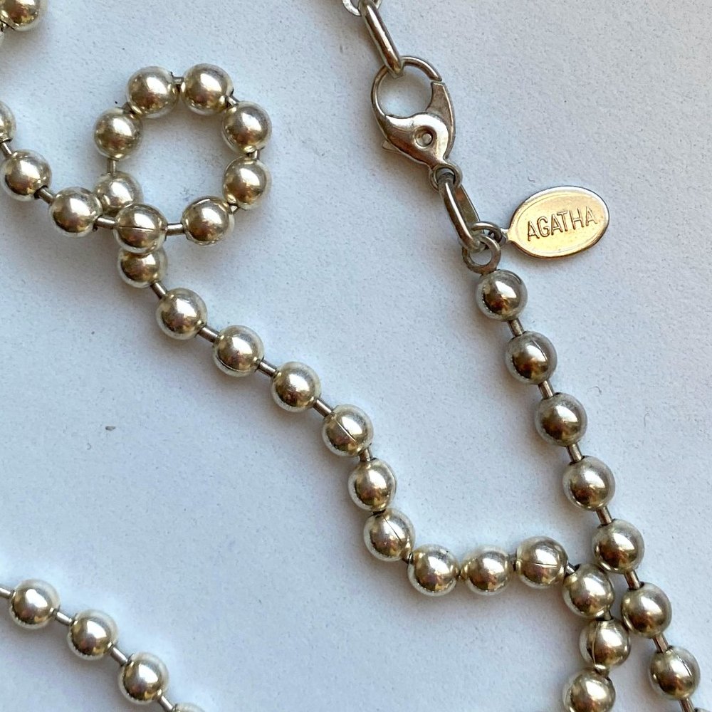 AGATHA Paris Silver Ball Chain Necklace